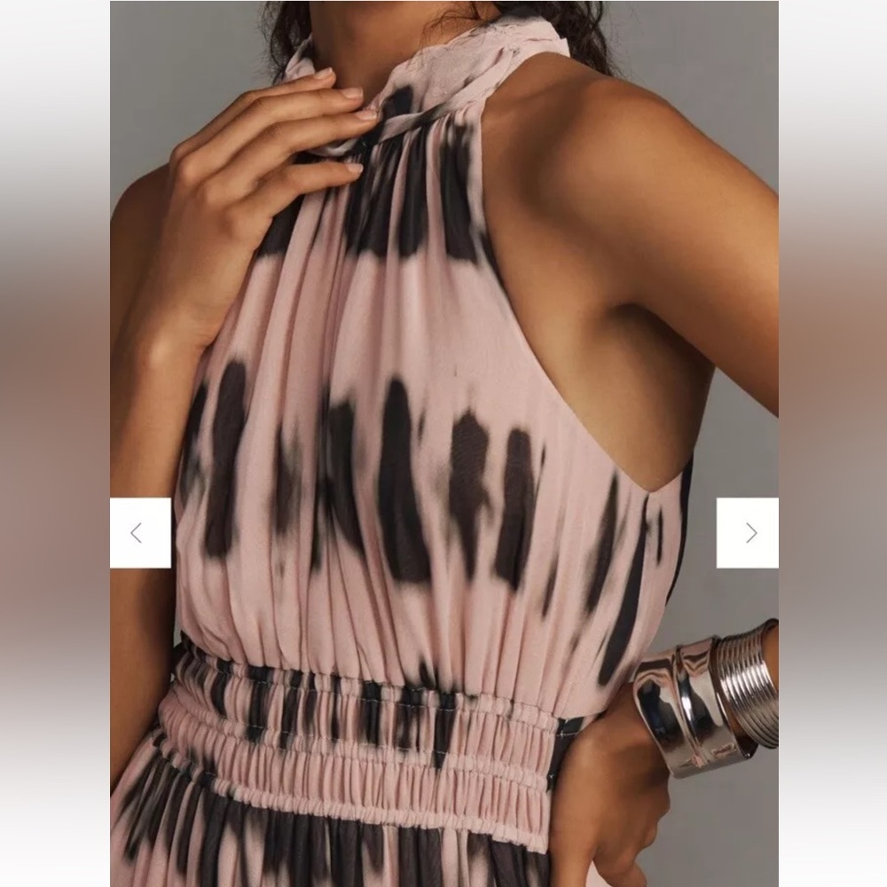 Anthropologie Pink and Black Halter Maxi Dress - Picture 3 of 7